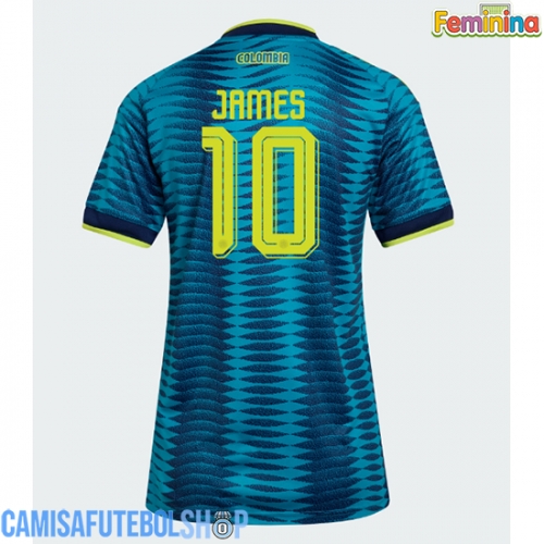 Camisa de time de futebol Colômbia James Rodriguez #10 Replicas 2º Equipamento Feminina Mundo 2026 Manga Curta